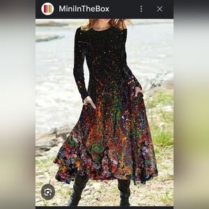 Women's Midi Casual Buttery Soft Knit Size US 10 Black + Multicolor Pullover